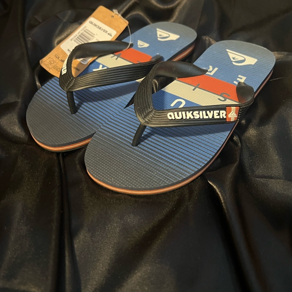 Quiksilver Youth Black and Blue Flip Flops